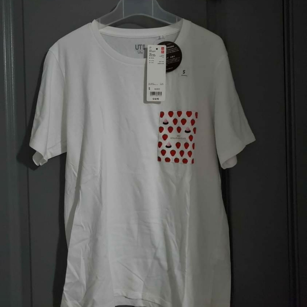 Uniqlo meiji strawberry chocolate shirt